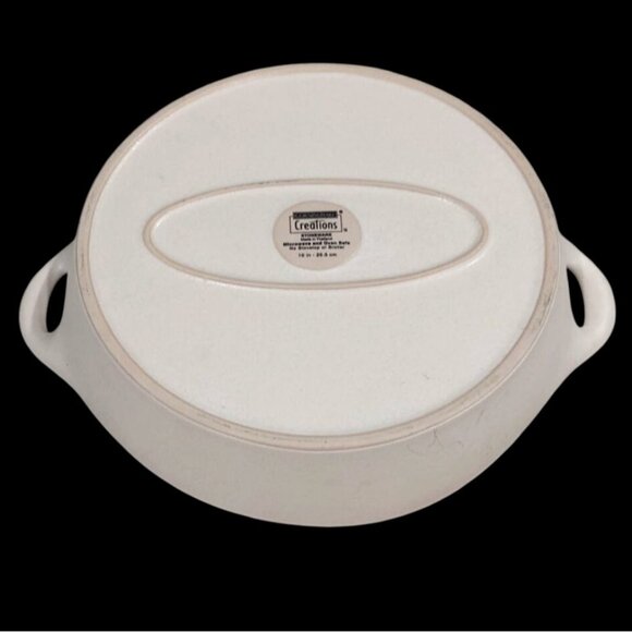 Corningware Creations Stoneware 10" Khaki Beige Round Baking Dish w/ Handles - Picture 3 of 6